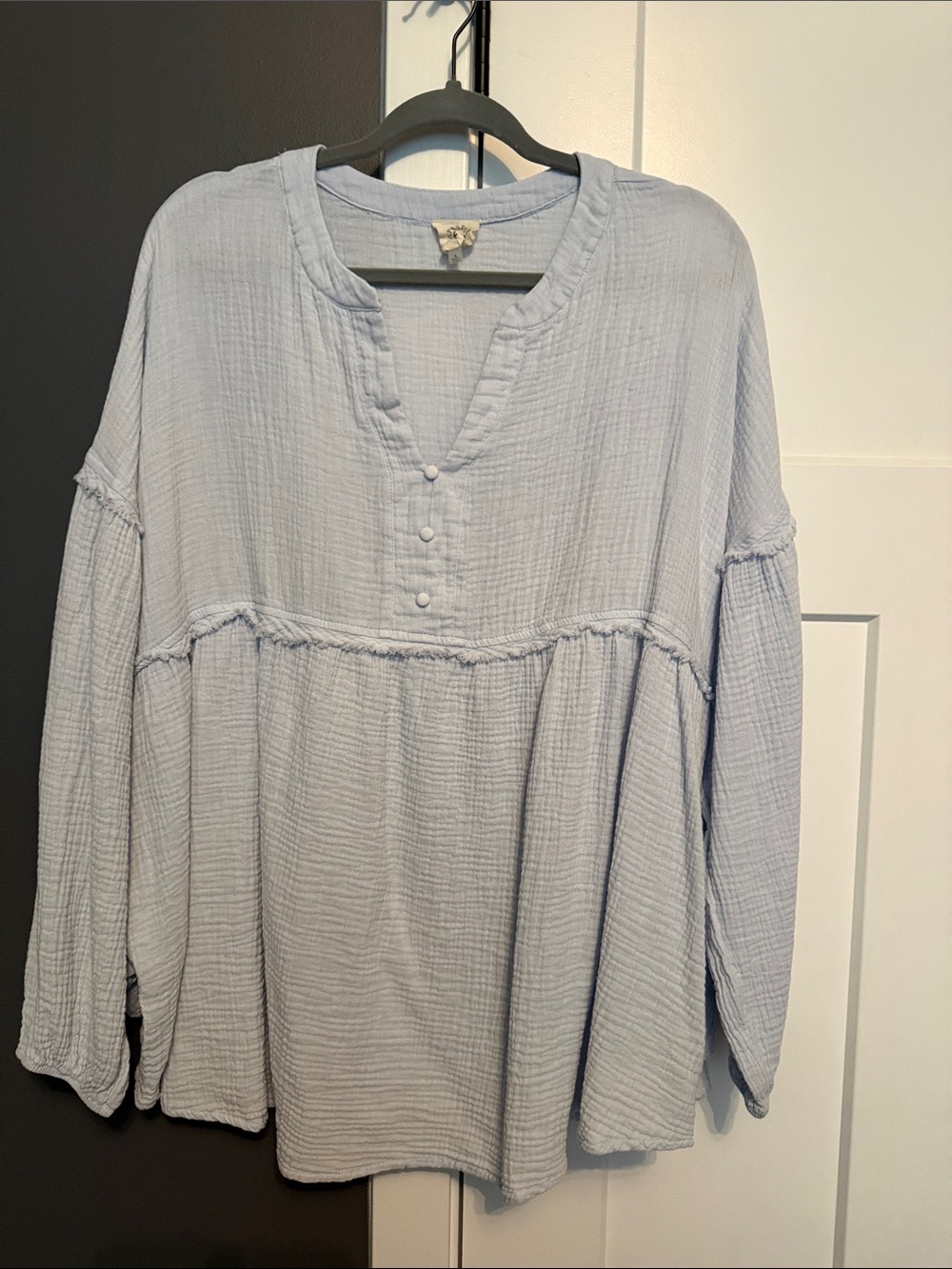 Fantastic Fawn Light Blue Gauze Peasant Tunic
